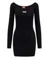 Diesel Black U Neck Dress With D-logo In Black