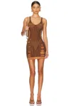 Diesel Calimera Fitted Mini Dress With Lingerie Effect In Brown