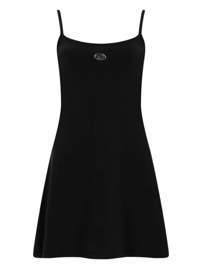 Diesel Mini Dress With Spaghetti Straps And Scoop Neck In Black