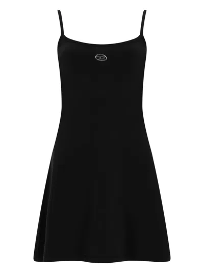 Diesel Mini Dress With Spaghetti Straps And Scoop Neck In Black