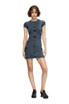Diesel Knee Length Denim Dress With Contrast Stitching In Gray