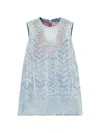 Diesel Mini Dress In Microstone Devoré Denim In Blue