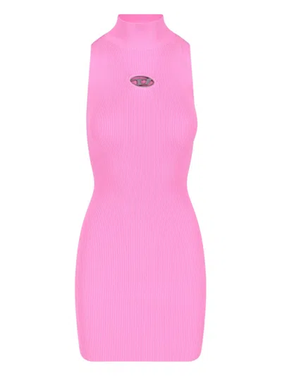 Diesel M-clarksvillex Rib Knit Mini Dress In Pink