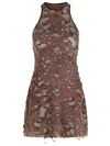 Diesel Mini Dress With Distressed Textures In Brown