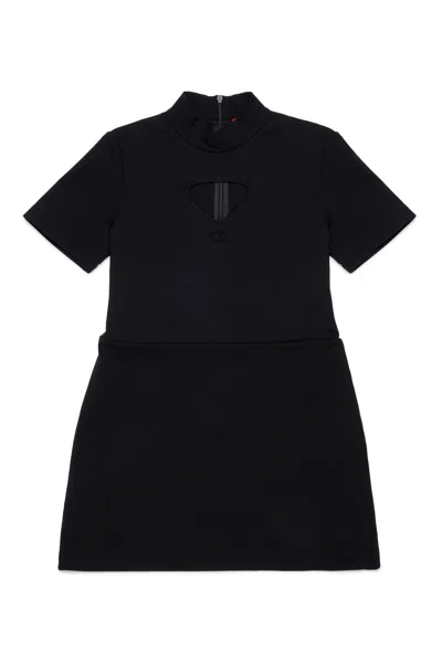 Diesel Kids' Logo-embroidered Dress In Black
