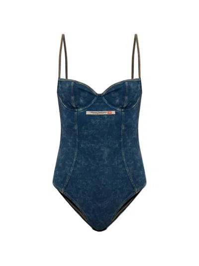 Diesel Mini Effect Adjustable Bodysuit In Blu