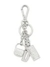 Diesel Mini Keychain With Clasp Closure And Three Charm Chains In Argento