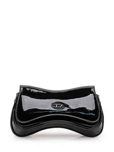 Diesel Mini Leather Clutch Bag In Nero