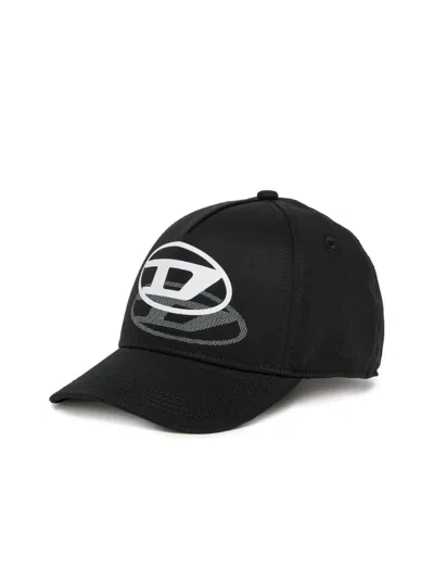 Diesel Mini Logo Cotton Hat For Kids In Black