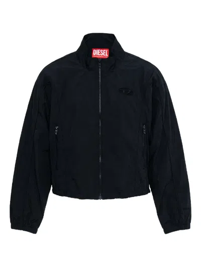 Diesel Mini Logo Jacket With Zip Fastening - Size 38 In Nero
