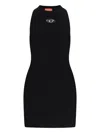 Diesel 'm-caddix' Black Dress With Oval D Logo Plaque On The Front