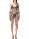 Diesel Mini Mesh Beach Dress With Open Back In Multi