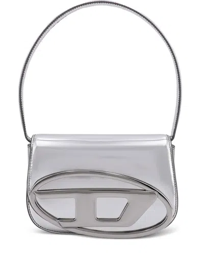 Diesel 1dr Mirror Leather Shoulder Bag In Silver