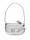 Diesel Geometric Flap Shoulder Bag With Metallic Finish In Silver