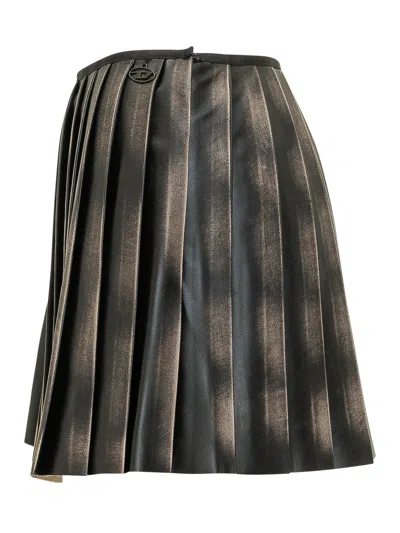 Diesel Mini Plisse Skirt In Nero