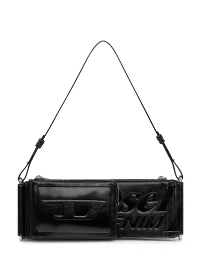 Diesel Mini Shoulder Bag With Raised Logo In Black