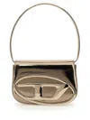Diesel Metallic Finish Shoulder Bag With Distinctive Oval Logo In Gold