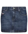 Diesel Logo Detailed Denim Mini Skirt In Blue