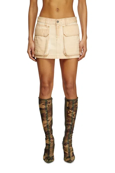 Diesel Mini Skirt In Batavia-weave Denim In Beige