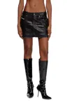 Diesel Mini Skirt In Coated Tailoring Denim In Black