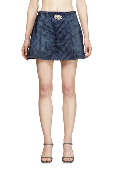 Diesel Mini Skirt In Prince Of Wales Denim In Blue