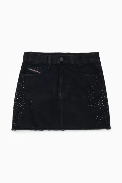 Diesel Kids' Mini Skirt With Decorative Appliqués In Black