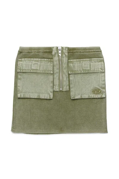 Diesel Kids' Mini Skirt With Logo In Green
