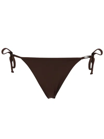 Diesel Mini Slip Bikini With Oval Detail In Brown