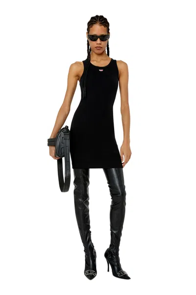Diesel Mini Tank Dress With D Logo In Black