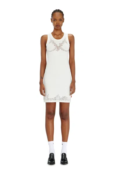 Diesel Mini Tank Dress With Devoré Lace Effect In White