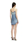 Diesel Minidress In Fringed Tencel Denim In Blue