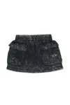 Diesel Minigonna Cargo In Felpa Marmorizzata In Black