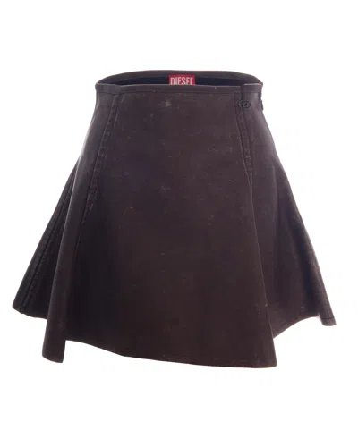 Diesel Chocolate Erina Polyurethane Mini Skirt In Brown