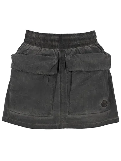 Diesel Stylish Mini Skirt With Oversized Pocket In Gray