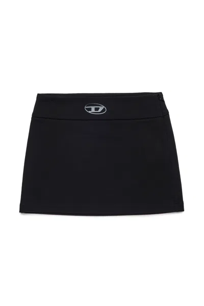 Diesel Kids' Minigonna In Punto Milano Con Logo Oval D In Black