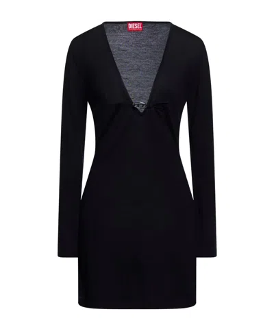 Diesel Minimalist Flared Dress In Black