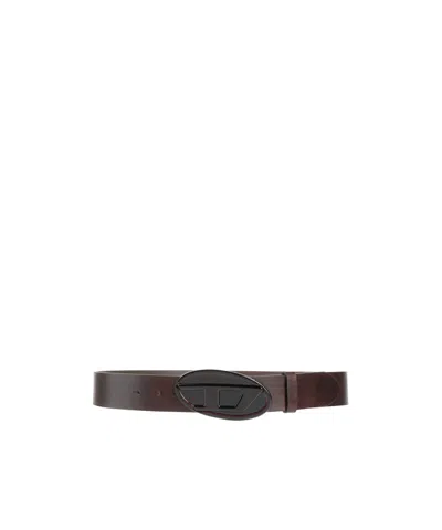 Diesel Minimalist Solid Color Belt In Brown