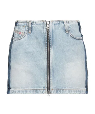Diesel Minimalist Solid Color Denim Midi Skirt In Blue