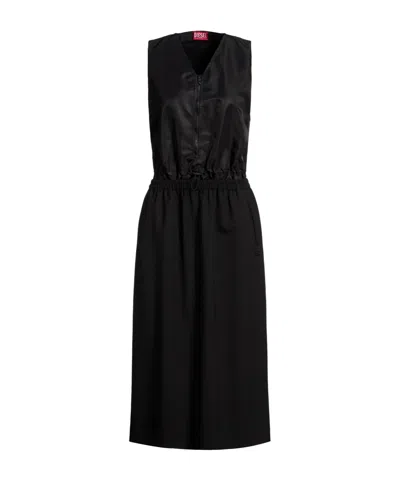 Diesel Minimalist Solid Color Sleeveless Dress In Black