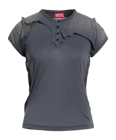 Diesel Minimalist Solid-color Short-sleeve T-shirt In Grey