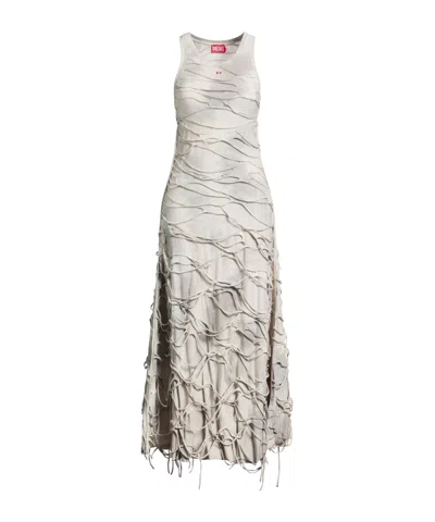 Diesel Minimalist Versatile Sleeveless Crew Neck Printed Dress In Gray