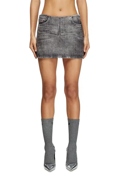 Diesel Miniskirt In Tailoring Pinstripe Denim In Grey