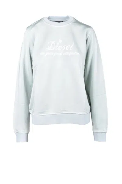 Diesel Mint Green Viscose Cotton Sweatshirt In White