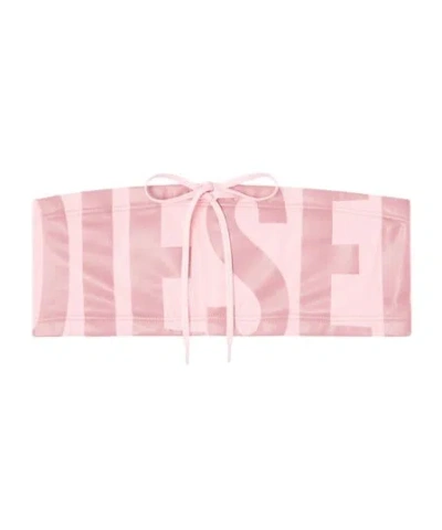 Diesel Bandeau Bikini Top With Maxi Logo In Pink