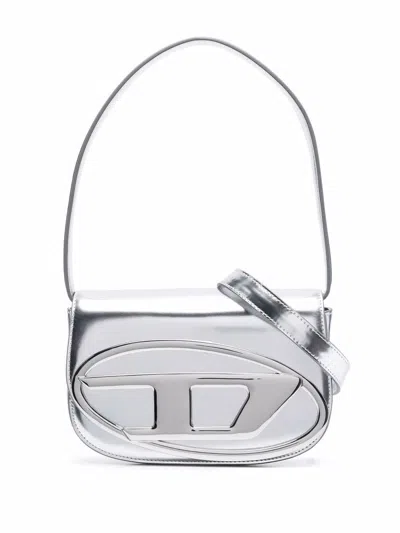 DIESEL MIRRORED LEATHER SHOULDER BAG