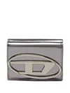 Diesel Mirrored Leather Tri-fold Wallet In Silver