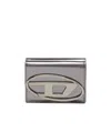 Diesel Mirrored Leather Tri-fold Wallet In Burgundy