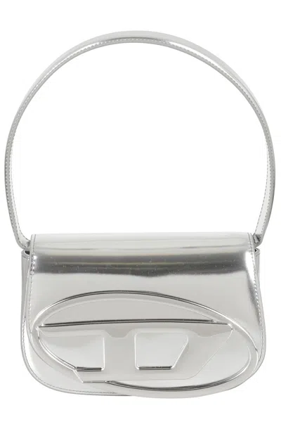 Diesel Mirrored Nappa Leather 1dr Handbag In Silver