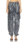 Diesel Cargo Jeans With Reflective Finish And Utility Pockets In Black & Denim