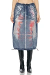 Diesel De-mirtow Denim Midi Skirt In Denim